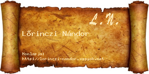Lőrinczi Nándor névjegykártya